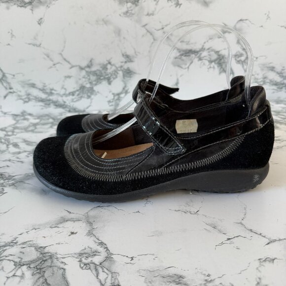 Naot Women 38 US 7 Kirei Mary Jane Shoe Black Nubuck Leather Comfort Flat Casual - Picture 3 of 6